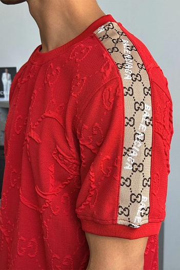 Мужская красная футболка Gucci x Balenciaga Collaboration   
