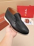 Кожаные лоферы с меховой стелькой Loro Piana Open Walk - Black
