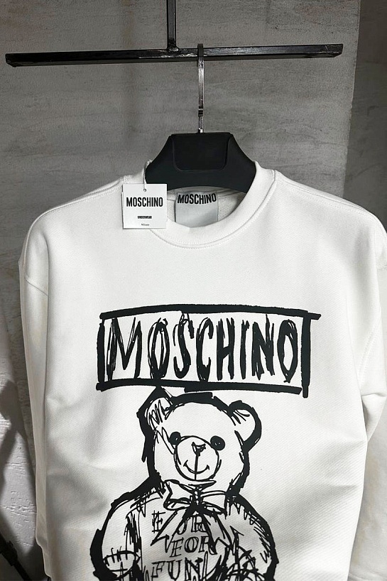 Мужской белый свитшот Moschino Teddy Bear