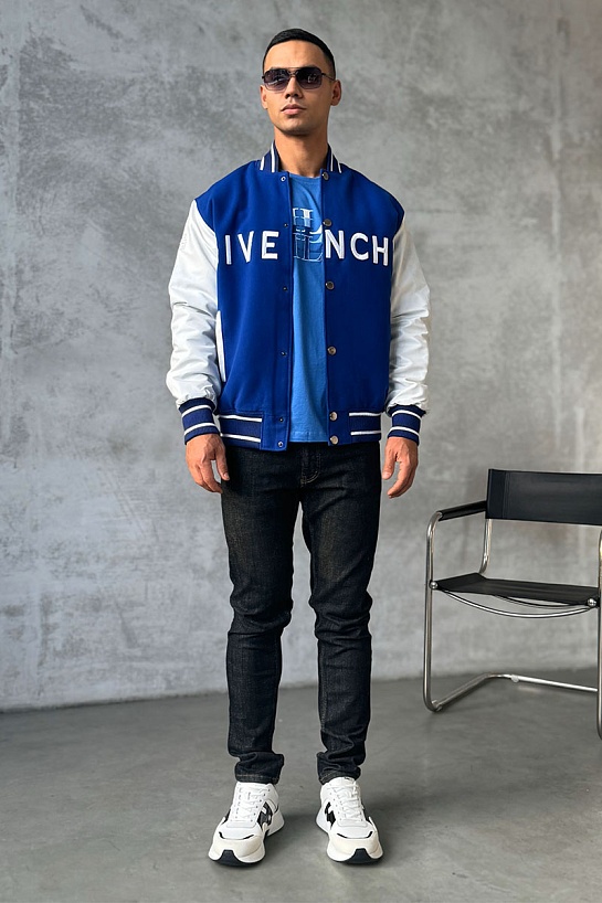 Мужской бомбер Givenchy Varsity logo-embroidered - Blue / White