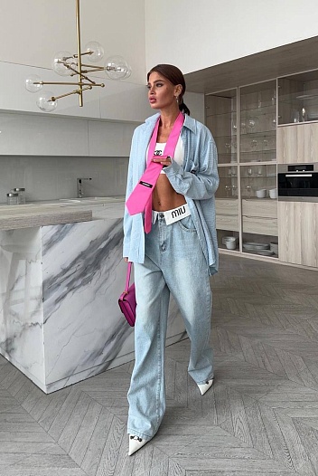 Женские джинсы MIU MIU синего цвета   