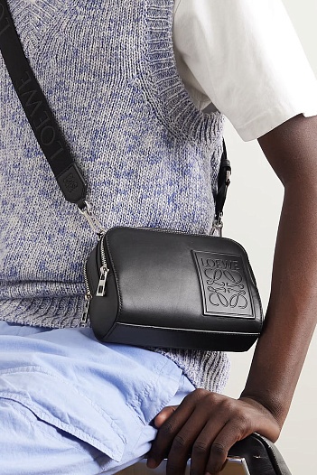 Кожаная сумка Loewe Mini Camera Crossbody 18x14 см - Black   