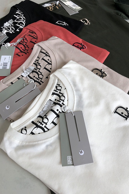 Чёрная мужская футболка Dior embroidered logo