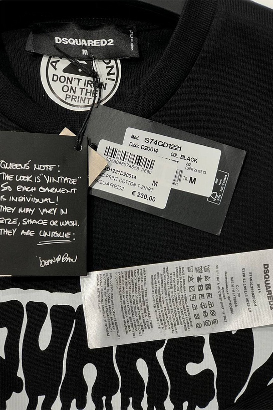 Мужская чёрная футболка Dsquared2 logo-print