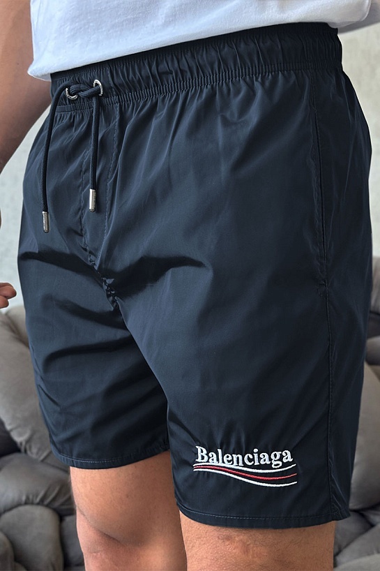 Тёмно-синие шорты Balenciaga Political Campaign logo