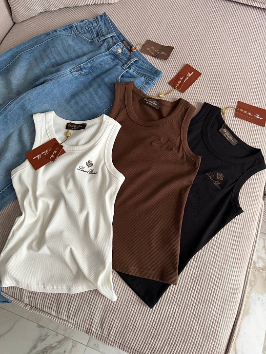 Женская чёрная майка Loro Piana premium