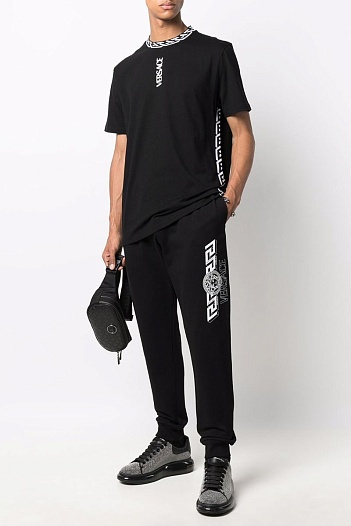 Чёрная мужская футболка Versace La Greca trim   