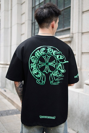 Чёрная оверсайз футболка Chrome Hearts Premium   