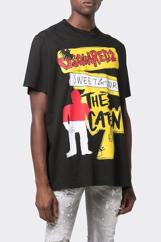 Чёрная футболка Dsquared2 graphic logo-print