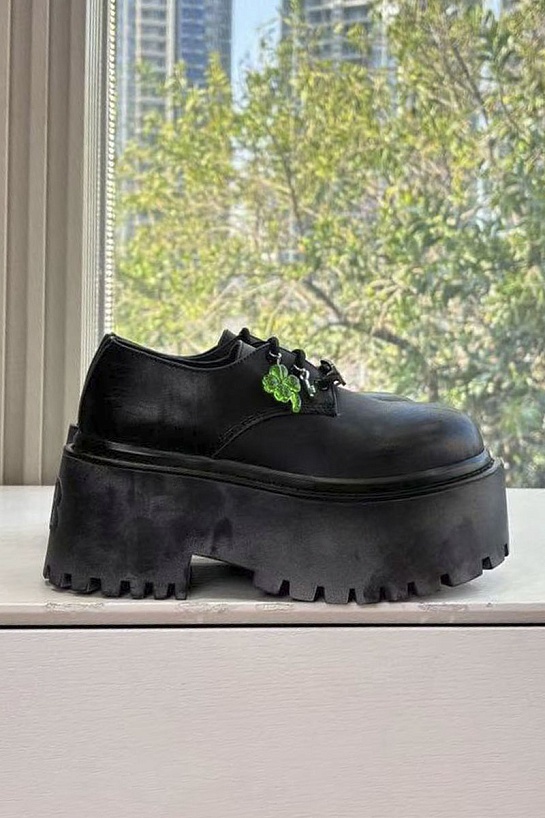 Женские кожаные ботинки Balenciaga Strike Platform Derby premium