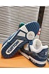 Женские кожаные кроссовки Louis Vuitton Trainer Monogram - White / Blue