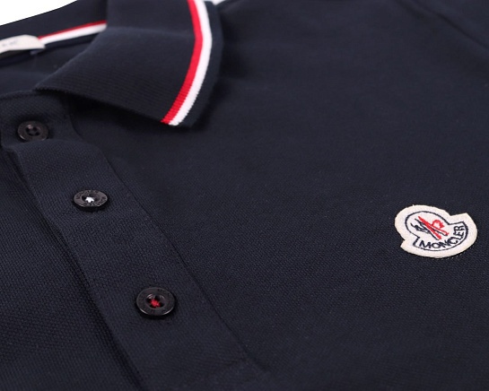 Мужское поло серого цвета Moncler logo-patch