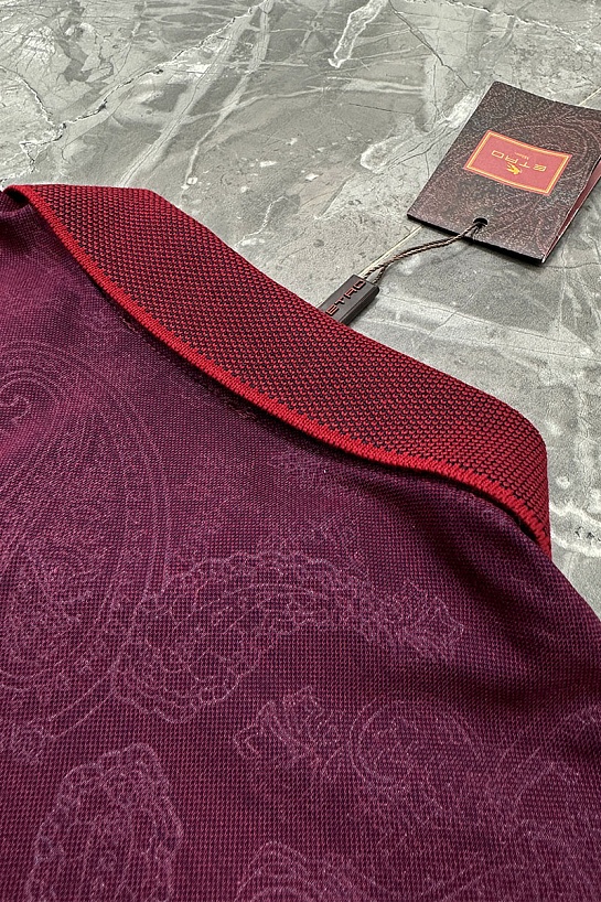 Бордовое поло Etro с узором пейсли