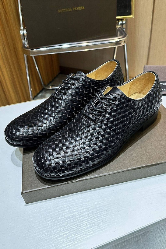 Мужские кожаные ботинки Bottega Veneta Intrecciato - Black