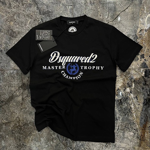 Мужская чёрная футболка Dsquared2 Master Trophy logo-print   