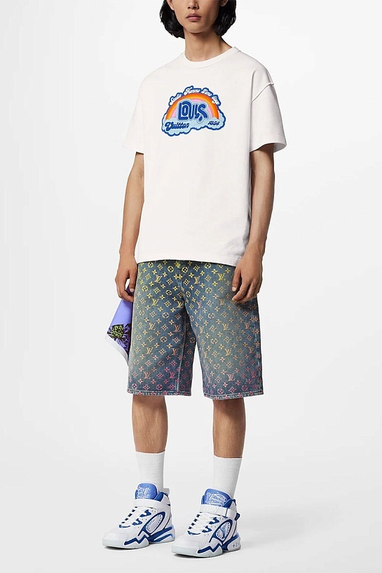 Белая оверсайз футболка Louis Vuitton Rainbow print