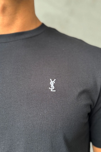 Мужская футболка Yves Saint Laurent logo-embroidered - Black   