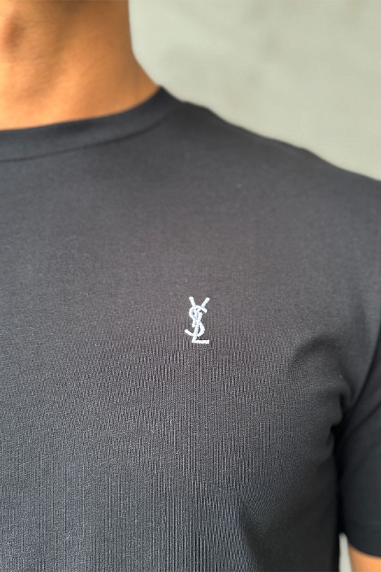 Мужская футболка Yves Saint Laurent logo-embroidered - Black
