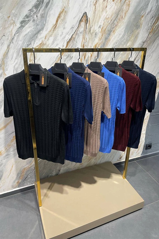 Мужское поло бордового цвета Zilli zip neck