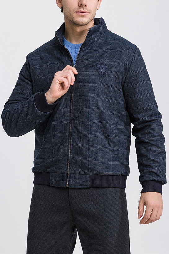 Мужская тёмно-синяя куртка Billionaire logo-embroidered