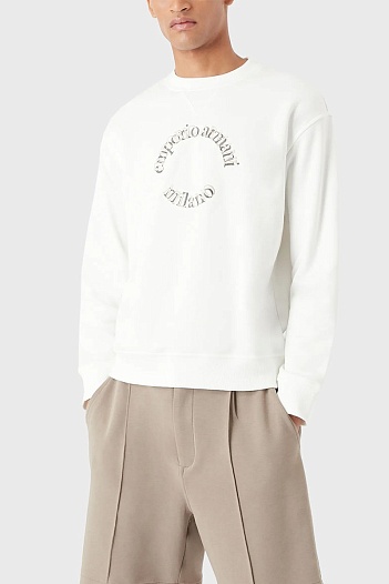 Белый свитшот Emporio Armani logo embroidery   