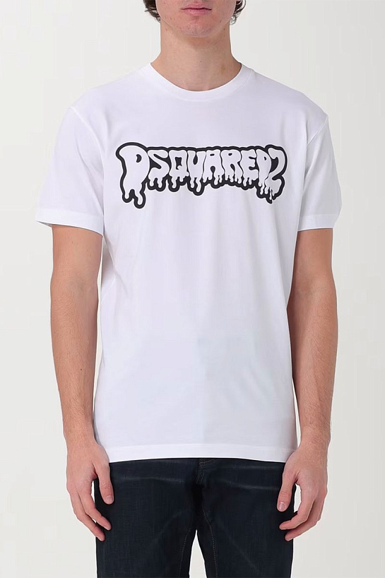 Мужская белая футболка Dsquared2 logo-print