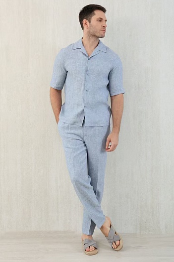 Льняные брюки Brunello Cucinelli Premium - Blue   
