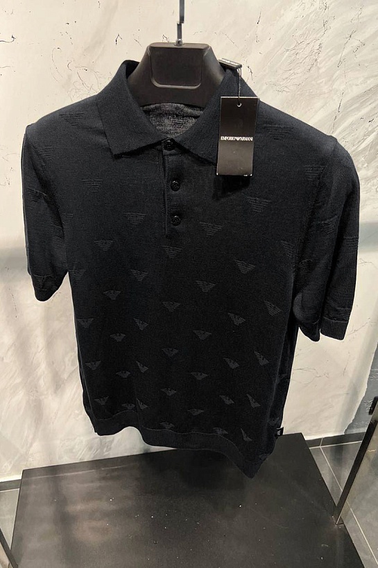 Мужское чёрное поло Emporio Armani