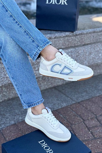 Женские комбинированные кроссовки Dior - Beige / Grey   