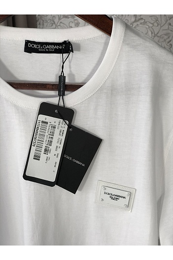 Белая мужская футболка Dolce & Gabbana logo-plaque   
