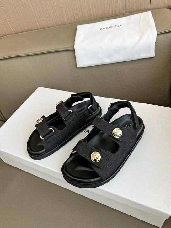Женские сандалии Balenciaga Jacquard Premium - Black