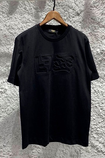 Мужская чёрная футболка Fendi FF pressed logo   