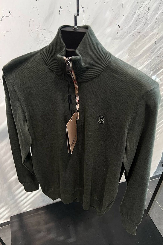 Мужской джемпер Burberry Zip Neck - Green
