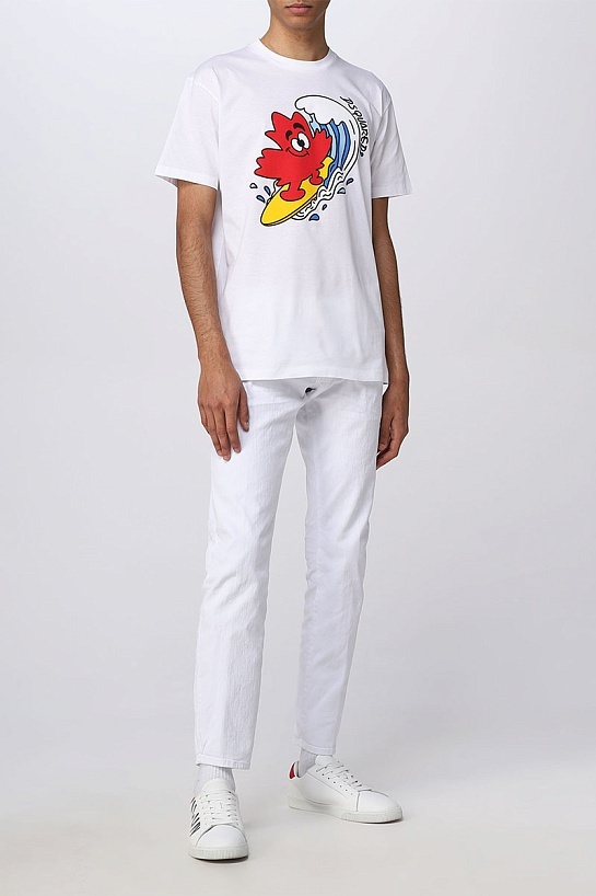 Футболка белого цвета Dsquared2 maple surf cool