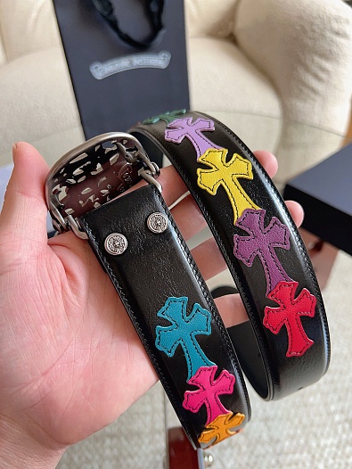 Кожаный ремень Chrome Hearts Cross Patch Cemetery premium   