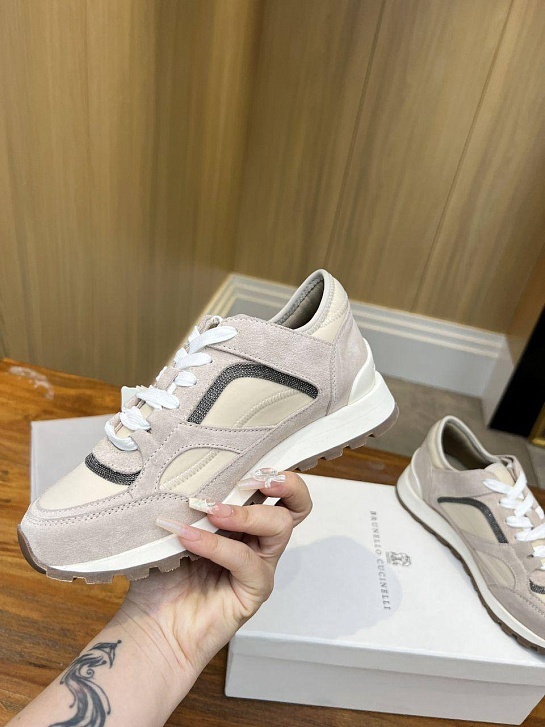 Женские замшевые кроссовки Brunello Cucinelli - Beige