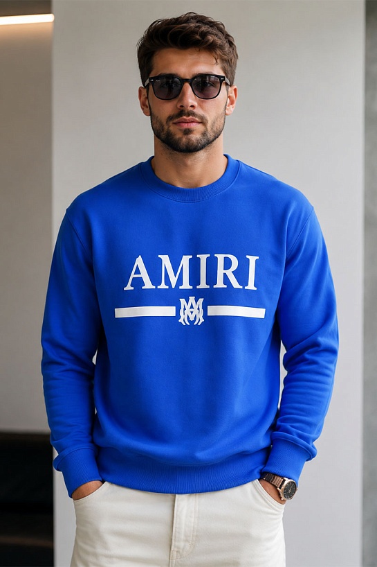 Синий свитшот Amiri MA bar crew-sweat