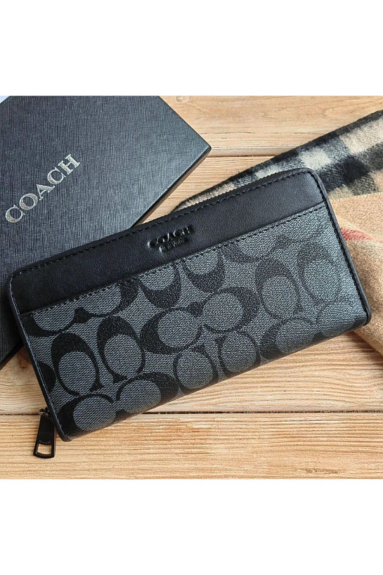 Кожаный кошелёк Coach monogram 20x10 см