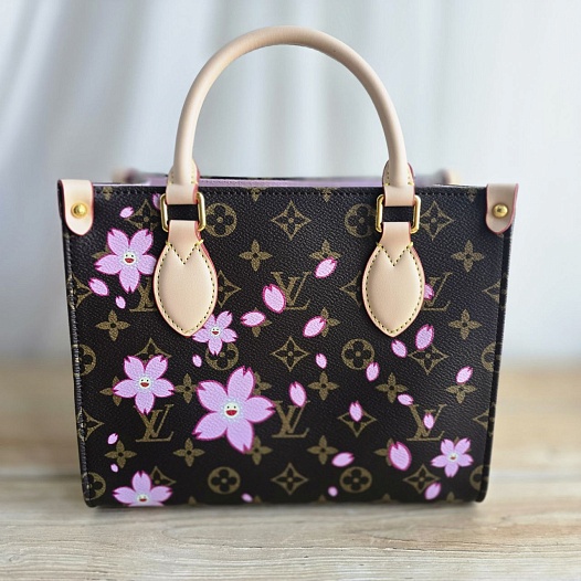 Кожаная сумка Louis Vuitton x Takashi Murakami OnThe Go 24x20 см   