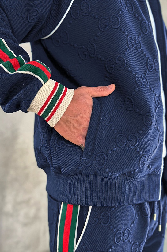 Тёмно-синий спортивный костюм Gucci GG jacquard