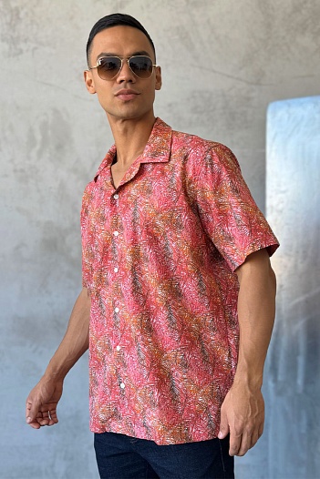 Мужская красная рубашка Dolce & Gabbana floral-print   