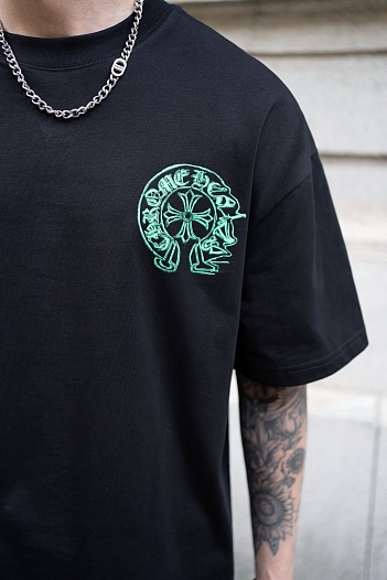 Чёрная оверсайз футболка Chrome Hearts Premium   