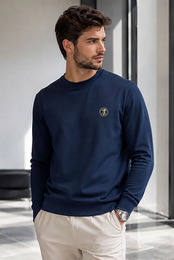 Тёмно-синий оверсайз свитшот Burberry monogram-applique   