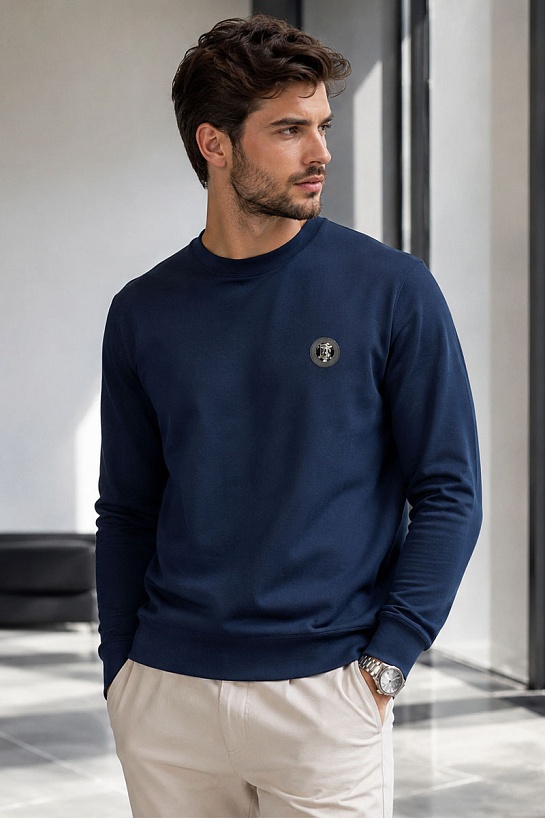 Тёмно-синий оверсайз свитшот Burberry monogram-applique
