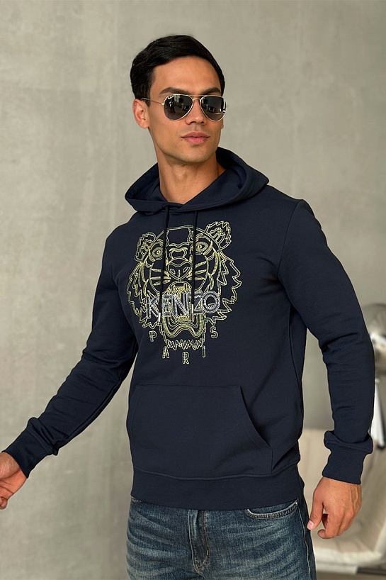 Тёмно-синее худи Kenzo Tiger Head embroidered