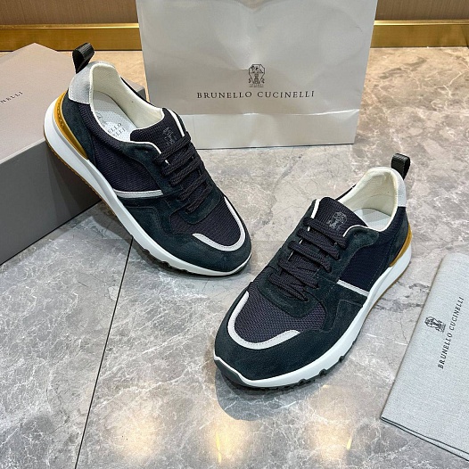 Мужские комбинированные кроссовки Brunello Cucinelli   