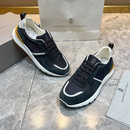 Мужские комбинированные кроссовки Brunello Cucinelli