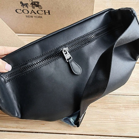 Кожаная сумка на пояс Coach Track - Black