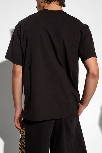 Чёрная футболка Versace Upside Down-logo   