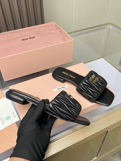 Женские шлёпанцы MIU MIU Premium - Black   